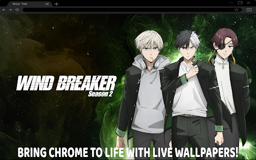 Wind Breaker Hayato Suou, Haruka Sakura, Kyotaro Sugishita Live Wallpaper  from Chrome web store to be run with OffiDocs Chromium online