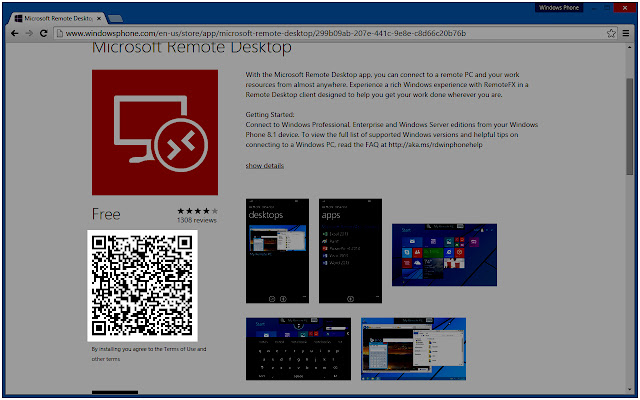 Windows Phone Store QR  from Chrome web store to be run with OffiDocs Chromium online
