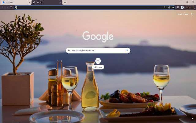 Wine glasses on table outdoor Browser Theme  from Chrome web store to be run with OffiDocs Chromium online