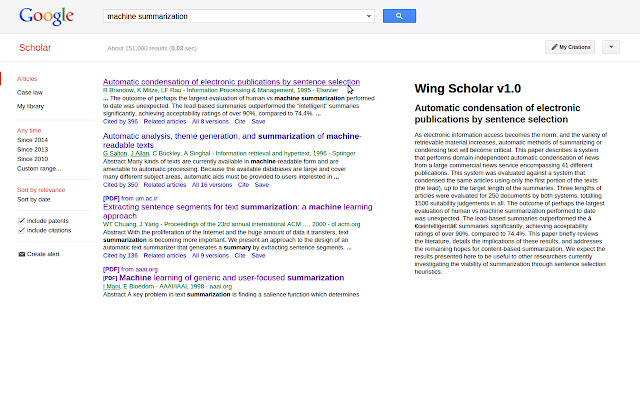 Chrome 网上商店的 Wing Scholar 摘要插件将与 OffiDocs Chromium 在线一起运行