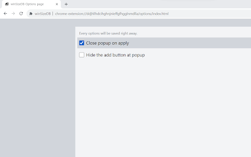winSizeDB  from Chrome web store to be run with OffiDocs Chromium online