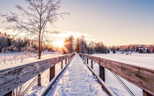 Winter Bridge Sunrise  from Chrome web store to be run with OffiDocs Chromium online