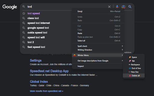 Winter Menu  from Chrome web store to be run with OffiDocs Chromium online