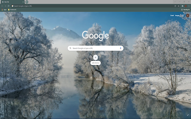 Winter River Reflection HD Theme  from Chrome web store to be run with OffiDocs Chromium online