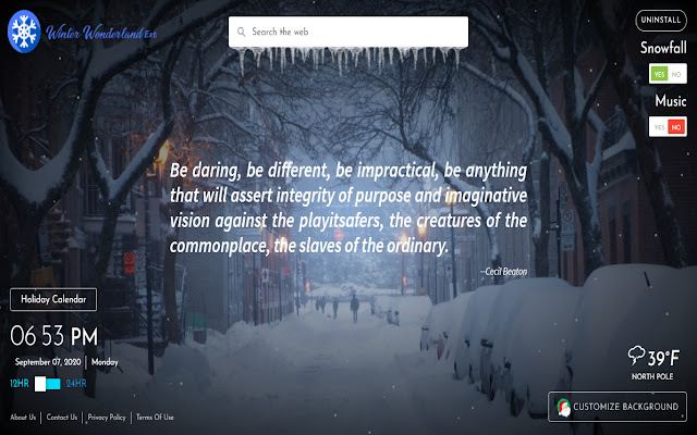 Winter Wonderland Ext  from Chrome web store to be run with OffiDocs Chromium online