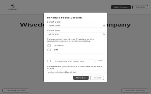 Wisedown Focus Guide  from Chrome web store to be run with OffiDocs Chromium online