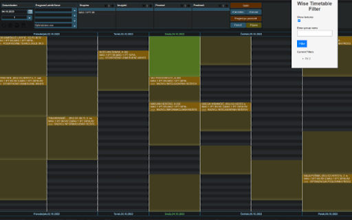 Wise Timetable Filter  from Chrome web store to be run with OffiDocs Chromium online