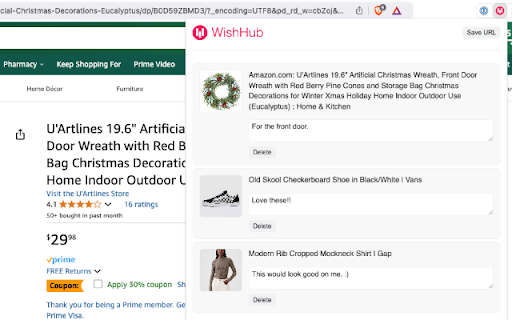 Wish Hub  from Chrome web store to be run with OffiDocs Chromium online