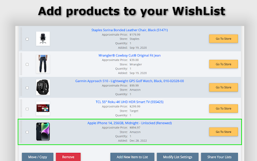 Wishlist Plus  from Chrome web store to be run with OffiDocs Chromium online