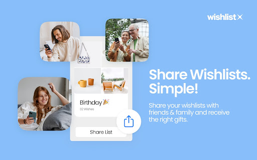 WishlistX: Digital Wishlist  Gift Registry  from Chrome web store to be run with OffiDocs Chromium online