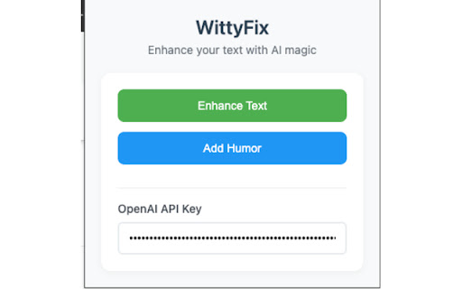 WittyFix AI Text Enhancer  from Chrome web store to be run with OffiDocs Chromium online
