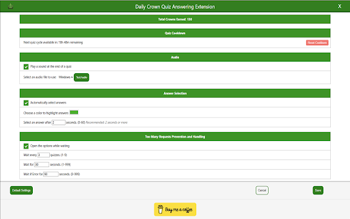 Wizard101 Crown Trivia Automation  from Chrome web store to be run with OffiDocs Chromium online