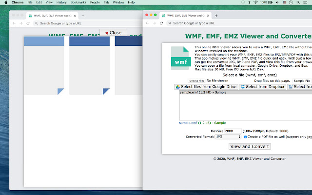 WMF, EMF, EMZ Viewer and Converter  from Chrome web store to be run with OffiDocs Chromium online