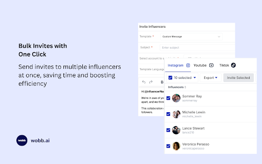 Wobb Influencer Marketing Research Tool from Chrome web store to be run with OffiDocs Chromium online Wobb Influencer Marketing Research Tool from Chrome web store to be run with OffiDocs Chromium online