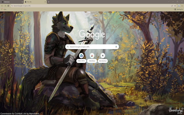 Tema Wolf Fantasy HD dal negozio web di Chrome da eseguire con OffiDocs Chromium online