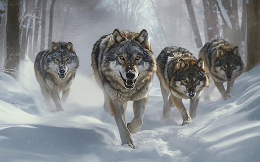 wolf pack on snow mountain  from Chrome web store to be run with OffiDocs Chromium online