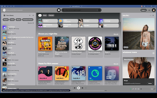 Wolfram Spotify  from Chrome web store to be run with OffiDocs Chromium online