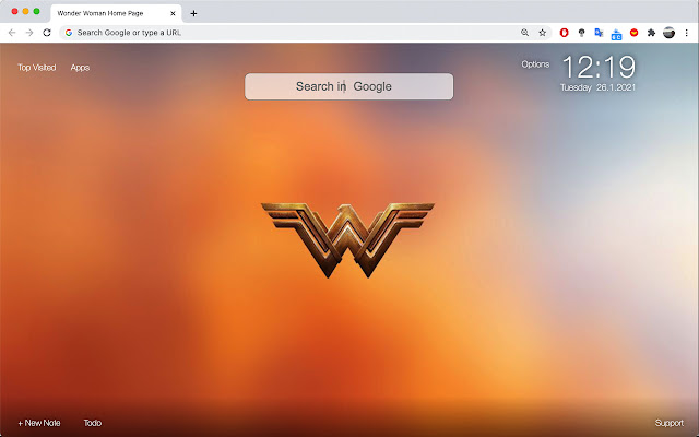 Wonder Woman Home Page  from Chrome web store to be run with OffiDocs Chromium online