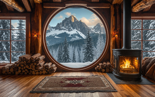 Wooden house and fireplace  from Chrome web store to be run with OffiDocs Chromium online