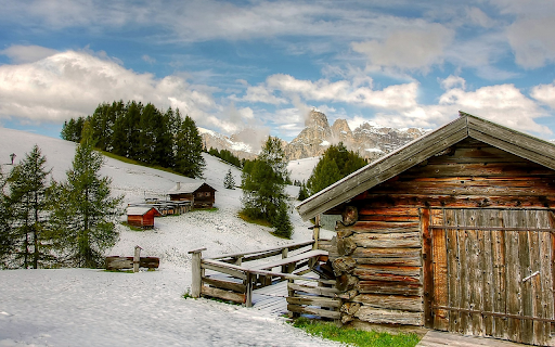 Wooden house on a snowy hill  from Chrome web store to be run with OffiDocs Chromium online