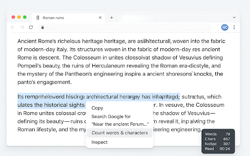 Word Counter for Google Chrome  from Chrome web store to be run with OffiDocs Chromium online