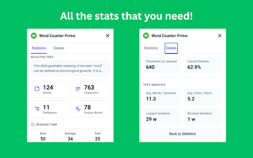 Word Counter Prime Instant Text Analysis  Character Counter  from Chrome web store to be run with OffiDocs Chromium online