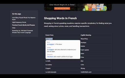 Word in Context Translator  from Chrome web store to be run with OffiDocs Chromium online