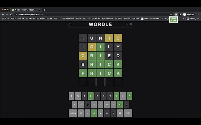 Wordle cracker  from Chrome web store to be run with OffiDocs Chromium online