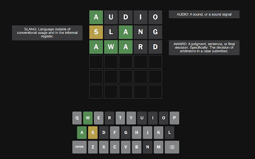 Wordle Dictionary  from Chrome web store to be run with OffiDocs Chromium online