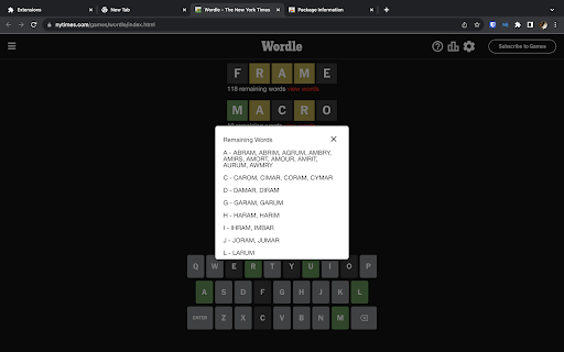 Wordle Genie  from Chrome web store to be run with OffiDocs Chromium online