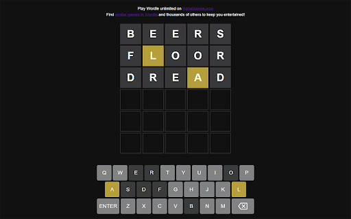 Wordle unblocked game  from Chrome web store to be run with OffiDocs Chromium online