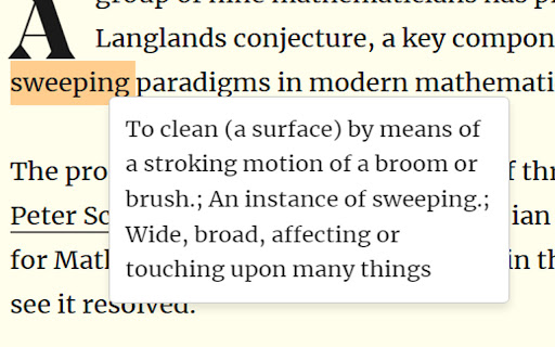 Word Meaning Search  from Chrome web store to be run with OffiDocs Chromium online