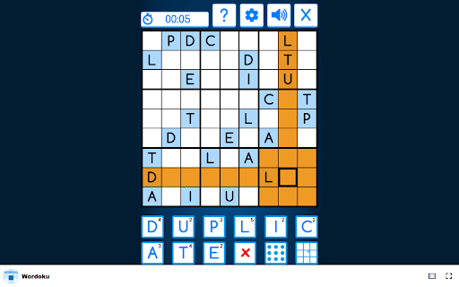 Wordoku Fill the grid with a 9 letter word!  from Chrome web store to be run with OffiDocs Chromium online