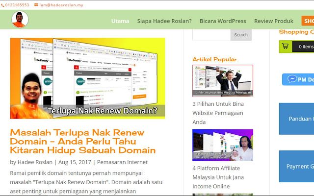 WordPress dan Pemasaran Internet Hadee Roslan  from Chrome web store to be run with OffiDocs Chromium online