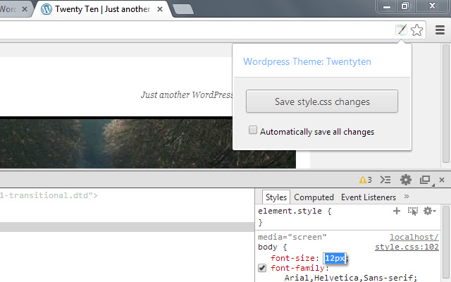 Wordpress Style Editor  from Chrome web store to be run with OffiDocs Chromium online
