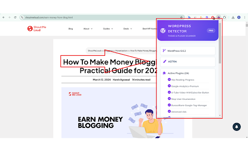 WordPress Theme  Plugin Detector Pro  from Chrome web store to be run with OffiDocs Chromium online