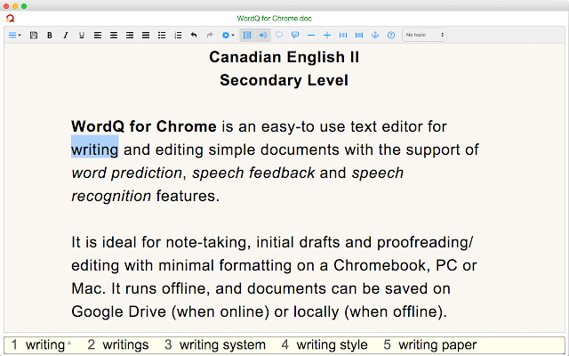 WordQ CA II  from Chrome web store to be run with OffiDocs Chromium online