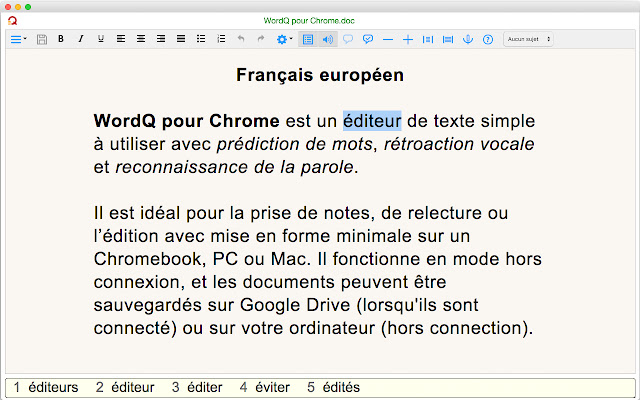 WordQ EU FR Edu  from Chrome web store to be run with OffiDocs Chromium online