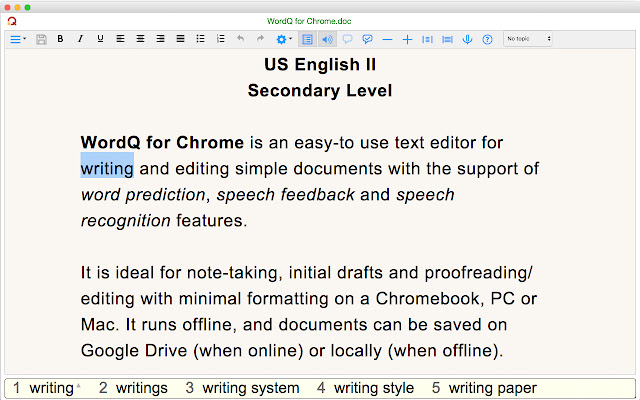 WordQ US II  from Chrome web store to be run with OffiDocs Chromium online
