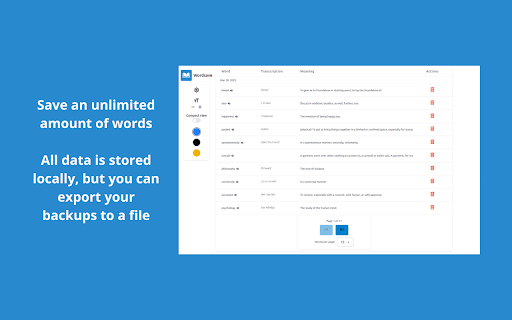 WordSave Free English Dictionary  from Chrome web store to be run with OffiDocs Chromium online