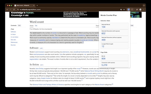 Words Counter Plus  from Chrome web store to be run with OffiDocs Chromium online