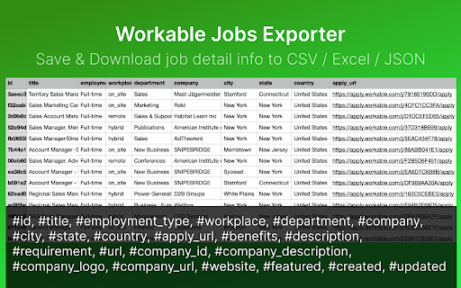 Workable Scraper: Export Job for Workable  from Chrome web store to be run with OffiDocs Chromium online