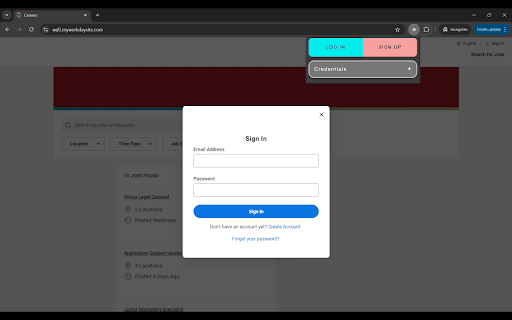 Workday Account Login/Sign Up Helper  from Chrome web store to be run with OffiDocs Chromium online