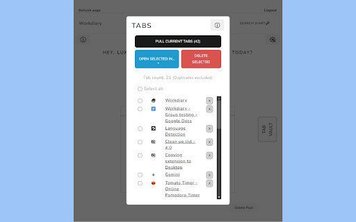 Workdiary  from Chrome web store to be run with OffiDocs Chromium online
