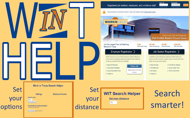 Work in Texas Search Helper  from Chrome web store to be run with OffiDocs Chromium online