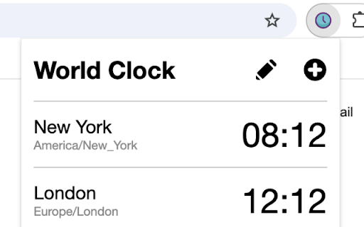 World clock  from Chrome web store to be run with OffiDocs Chromium online