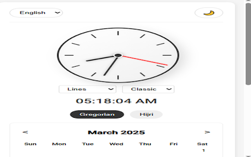 World Clock  Calendar  from Chrome web store to be run with OffiDocs Chromium online