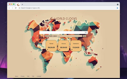 World Clocks  from Chrome web store to be run with OffiDocs Chromium online