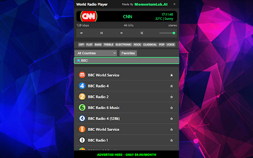 World Radio Player Live Stations  Music  from Chrome web store to be run with OffiDocs Chromium online