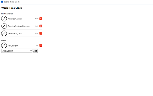 World Time Clock  from Chrome web store to be run with OffiDocs Chromium online